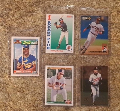 (5) Manny Ramirez 1992 Topps Rookie Card RC Upper Deck Score 1994 Bowman Indians - Image 1 of 4