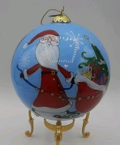 Pier 1 LI BIEN Vidrio Pintado a Mano Adorno de Navidad Trineo SANTA 2016 En Caja - Imagen 1 de 10