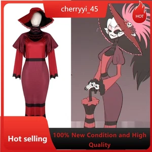 Hazbin Hotel Cosplay Rosie Kostüm Halloween rotes Kleid Hut komplettes Set Unisex Stoff - Bild 1 von 12