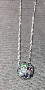 PATRICIA LOCKE 2007 SWAROVSKI MULTICOLOR REGENBOGEN ANHÄNGER HALSKETTE SILBER 17” - Bild 1 von 5