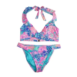 Traje de baño Lilly Pulitzer Splendor In The Sand bikini con volantes parte superior e inferior talla 14 - Imagen 1 de 13