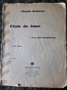 Claude Debussy Clair de Lune Piano Sheet Music Score 1927 Elkan-Vogel - Picture 1 of 11