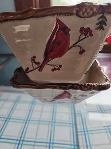 Cardinal St. Nicholas Square Snow Valley Small Bowl Set 2 5x5 - Picture 1 of 4