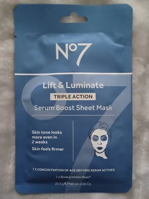 Boots No7 Lift & Luminate Triple Action Serum Boost Sheet Mask 20.5g Brand New - Image 1 of 2