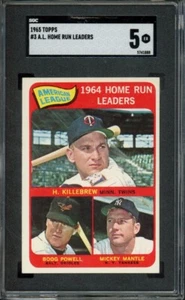 1965 Topps AL Home Run Leaders #5 KILLEBREW MANTLE POWELL SGC 5 EX - Picture 1 of 2