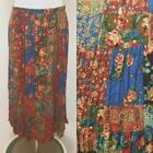 Vintage 90s y2k Boho Cottagecore Floral Prairie Patchwork Pleated Midi Skirt M