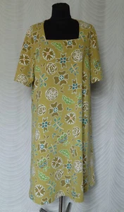 Gudrun Sjoden Floral Green Jersey Dress Size XL Square Neck - Picture 1 of 10