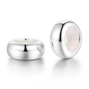 DOS TAPONES lisos - Cuentas de dije europeas de plata esterlina 925 maciza - GOTAS LUNAR ™ - Imagen 1 de 10