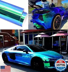 ASENDIWAY holografischer Regenbogen Chrom Auto selbstklebende Vinylfolie Glanz Aufkleber Stic - Bild 1 von 5