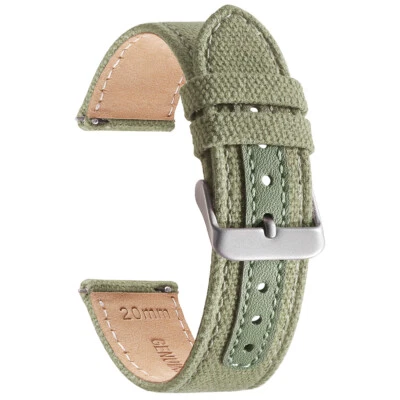  Correa de reloj de cuero de nailon de 20 mm 22 mm para hombre correa de reloj de repuesto de liberación rápida Foto 1 de 4