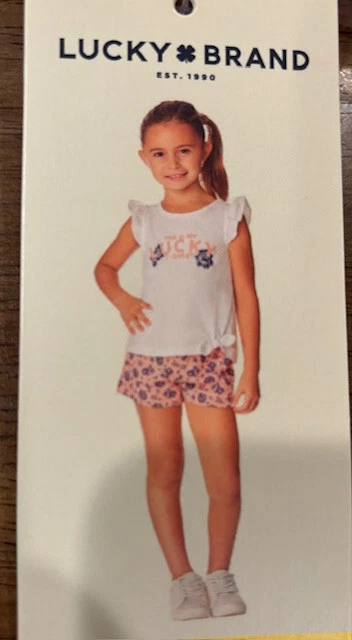 JUEGO BLUSA Y SHORTS LUCKY BRAND NIÑAS 2 PIEZAS (ROSA FLORAL 6) NUEVO CON ETIQUETAS Foto 1 de 1
