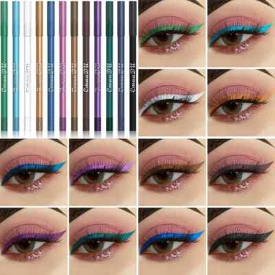 12 Color/Set Matte Glitter Eyeshadow Eyeliner Pencil Shiny High Glow Eye Shadow - Image 1 of 4