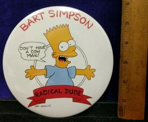 Classic Bart Simpson The Simpsons "Radical Dude"  Pin Button Vintage Retro 90s - Picture 1 of 6