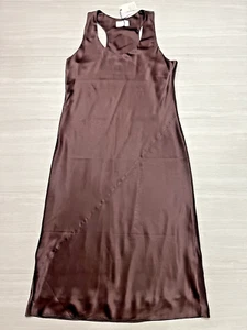 NWT Banana Republic Sz 16 Brown Silk Slip Maxi Dress Racer Back Bias Cut Lined - Picture 1 of 7