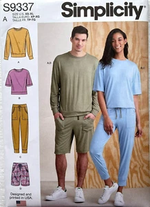 Simplicity  S9337/ R11086 Unisex Knits Only Tops, Pants & Shorts Sizes: XS - XL - Picture 1 of 2