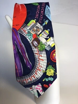 Corbata 100 % seda práctica médica, órganos esqueleto, médicos médicos Nicole Miller 4"" Foto 1 de 2