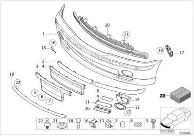 BMW Genuine Front Right OS Bumper Protective Rubber Strip Fits E46 51118195290 - Image 1 of 4