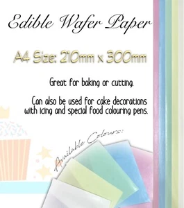 12 Sheets Top That Edible Coloured Wafer Paper - A4 sized- Choose your colours - Picture 1 of 11