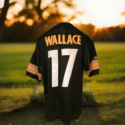 锐步正品 NFL 匹兹堡钢人队迈克华莱士 #17 男式球衣 52 黑色 — 第 1/4 张图片