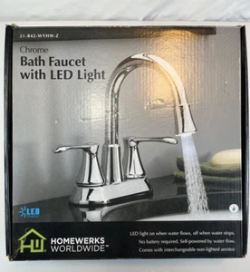 Bath Faucet with LED Light Chrome Open Box Homewerks 21-B42-WYHW-Z Read - Picture 1 of 11