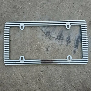 Silver Striped License Frame Holder - Picture 1 of 2