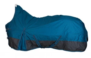 Weidedecke Regendecke High Neck Nylonfutter 600D BASICLINE RL24 petrol/graphit - Bild 1 von 5