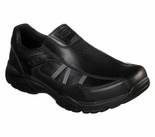 Skechers Men's Memory Foam Slip on Black 65718 Shoes Rovato Karson 65718 New 