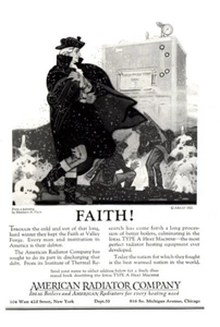 Pubblicità stampa vintage 1922 American Radiator: Faith Through the Cold and Wet - Foto 1 di 1
