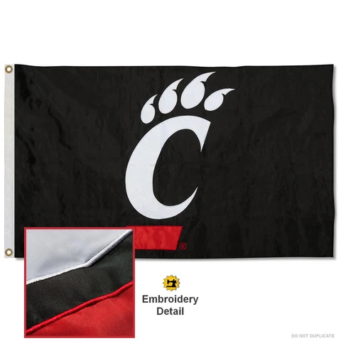 University of Cincinnati Embroidered and Appliqued Nylon Flag Cover
