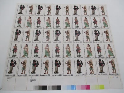 USPS 1986 Folk Art - 22 Cent - Full Sheet - Unused Stamps - Image 1 of 4