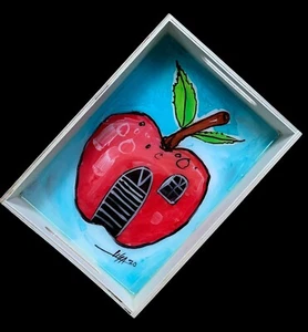 Coffee Tray Original Painting Acrylic with Resin Wooden Cuban Art by LISA. - Picture 1 of 8
