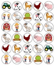 Farm Animal Cake Topper Edible Birthday Cupcake Decorations (30)