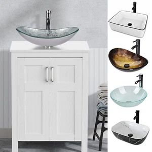 24in Bathroom Vanity with Vessel Sink Countertop Basin Bowl Storage Cabinet Set - Picture 1 of 88
