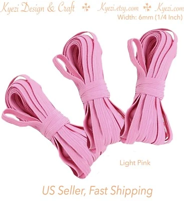 Banda elástica plana de 1/4" (6 mm) 1 5 10 20 50 100 yardas, elástica de color delgado, hágalo usted mismo Foto 1 de 4