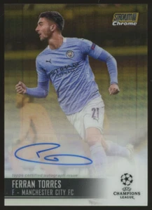 2020/21 Topps Chrome UEFA Champions Ferran Torres Gold Refractor Auto /50 #CA-FT - Picture 1 of 2