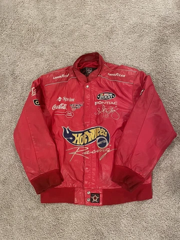 Rare Vintage Hot Wheels Nascar Jacket Racing Kyle Petty 2000 Red Leather JH Sz L Cover