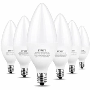 Lvwit Chandelier ampoules LED équivalent 40 W E12 Base Ul-listed Lot de 6, - Picture 1 of 8