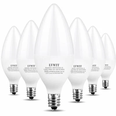 Lvwit Chandelier ampoules LED équivalent 40 W E12 Base Ul-listed Lot de 6, - Image 1 of 4