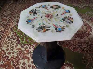 Marble Coffee Table, inlay Console Table, Unique semi Precious Pietradura Inlay - Picture 1 of 6
