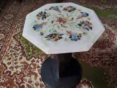 Marble Coffee Table, inlay Console Table, Unique semi Precious Pietradura Inlay - Image 1 of 4