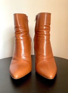 Orange Leather Upper Boots for Women 