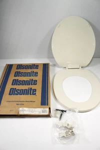 Olsonite 93 Regular Bowl Toilet Seat Bone Ivory Top Mount Hinge Made in USA - Picture 1 of 6