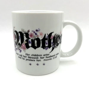 Taza de porcelana para madre flores de primavera Proverbios de las Escrituras 31:28 regalo para madre - Imagen 1 de 4