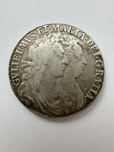 Moneda de plata británica William & Mary 1689 media corona*354 - Imagen 1 de 3