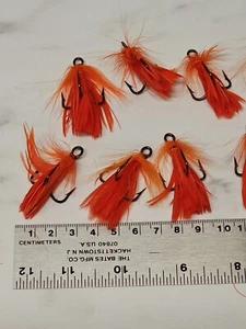 10 Dressed Treble Hooks with Vibrant Feathers  Hook Total Length 3cm - Picture 1 of 6