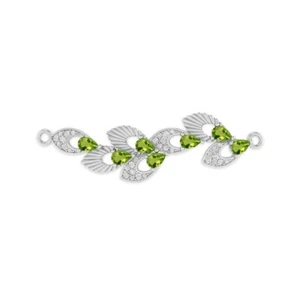 Elegant Peridot & Diamond Sterling Silver Bracelet for gift August Women #1014 - Picture 1 of 7