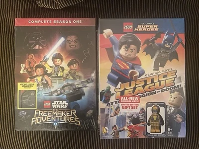 Legos Star Wars and Justice League DVD’s With Minifigure - Image 1 of 3