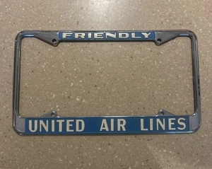 Vintage 1960s United Air Lines License Plate Frame Airplanes Aviation - Picture 1 of 4