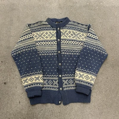 Vintage Norse Knit 100% Wool Sweater Fair Isle Hand Knit in Norway Medium - Image 1 of 4