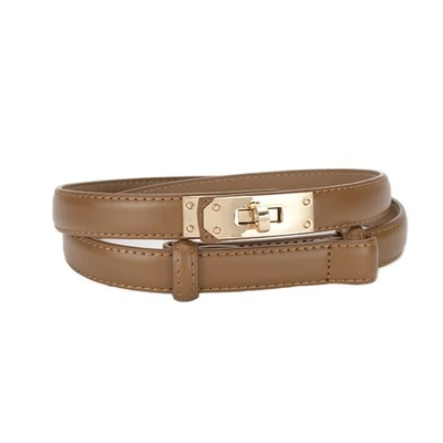 Women Durable Holiday Genuine Leather Skinny Slim Elegant Waist Belt Adjustable - Image 1 of 4